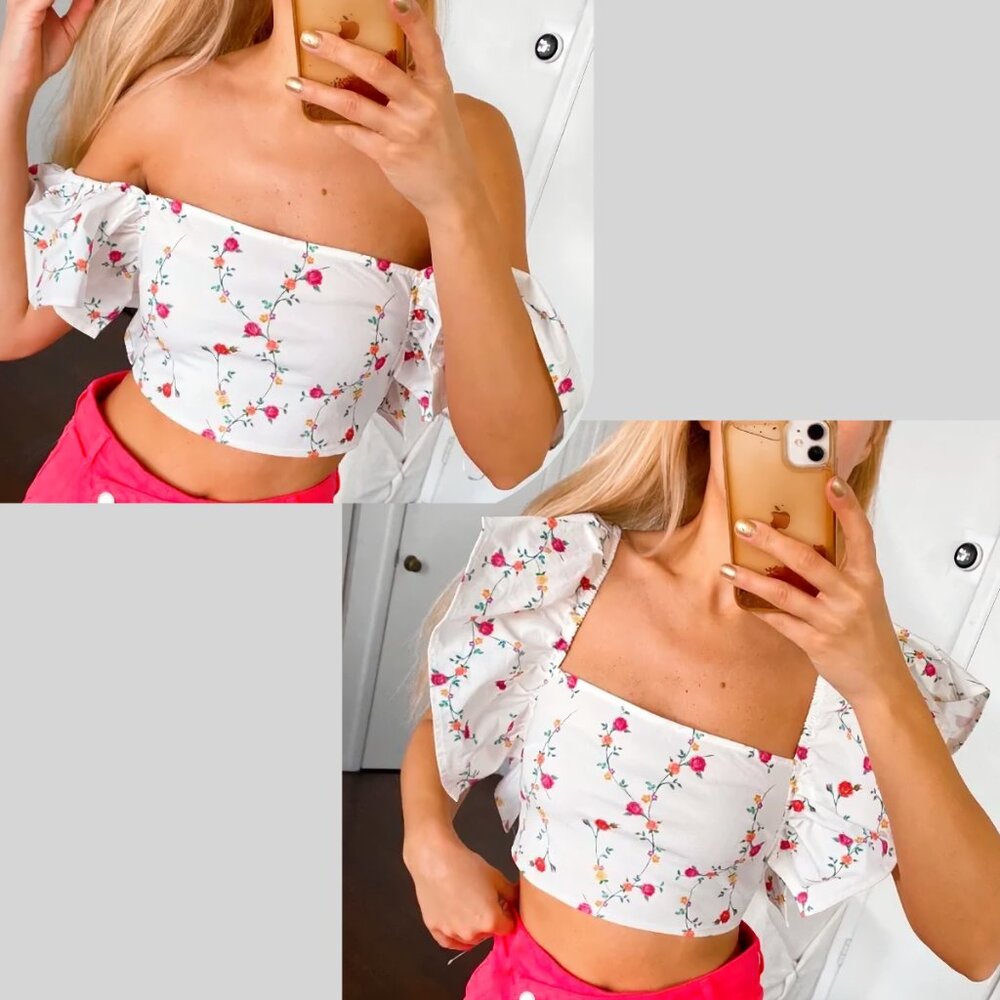 NEW Zara Crop top with Flutter Sleeves, Size M